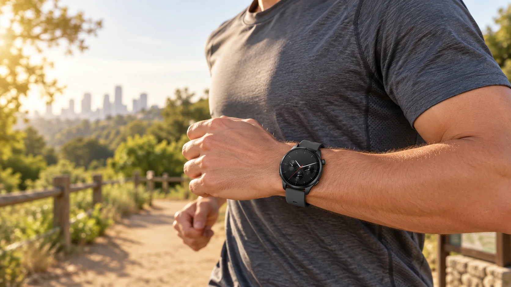 SAYDIAN S8 black round smartwatch worn outdoors