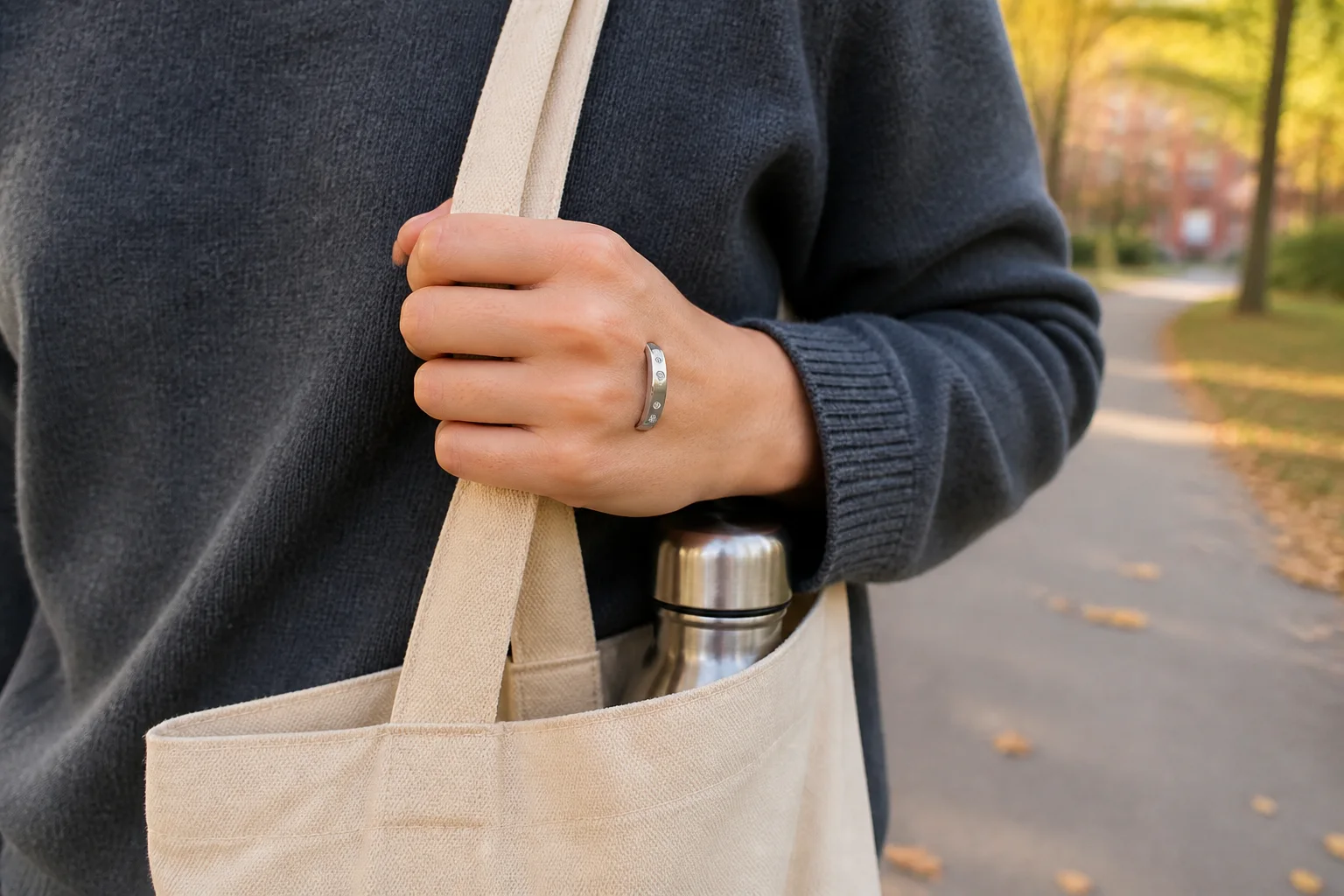 SAYDIAN R7Y worn on a relaxed neighborhood park walk