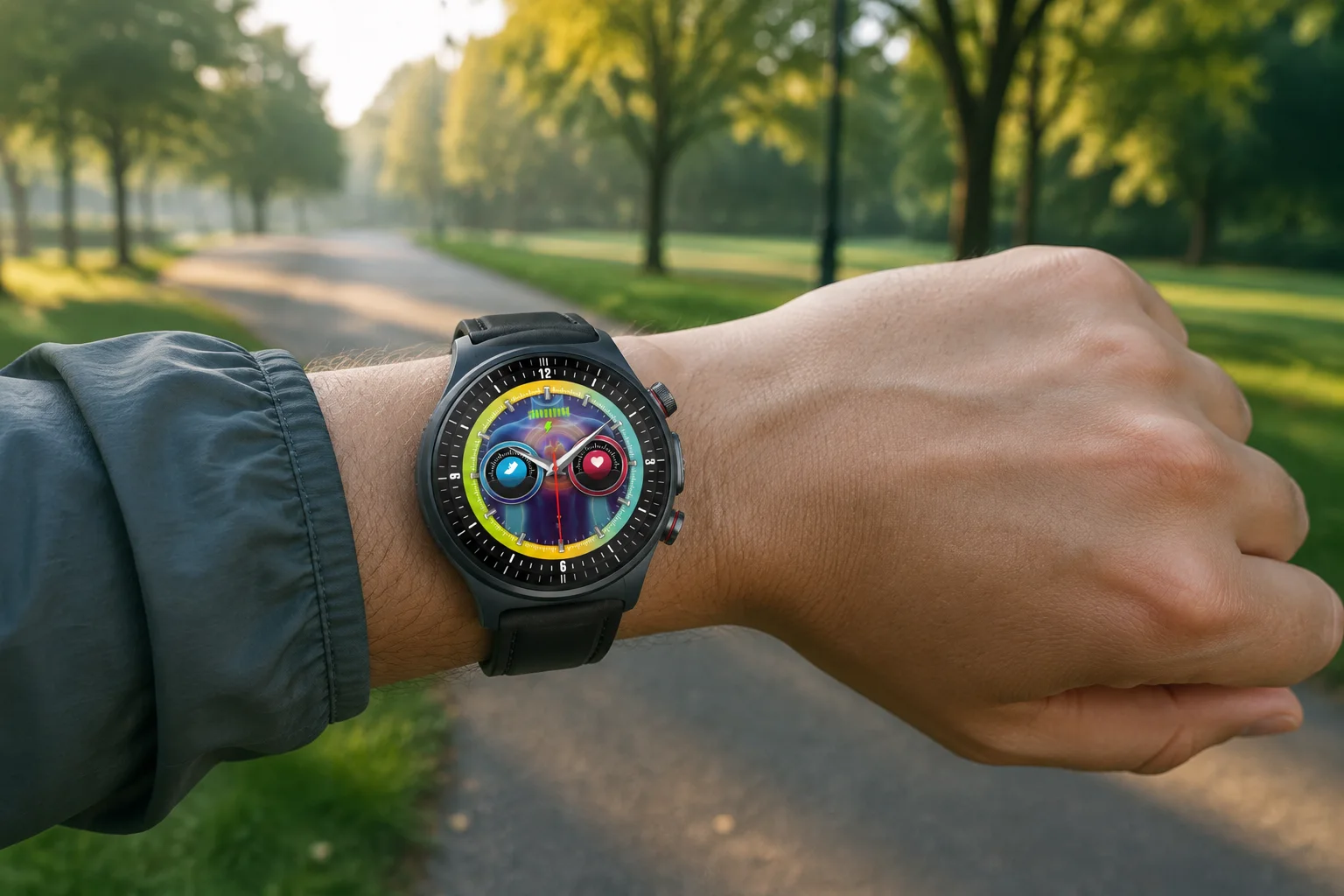 SAYDIAN E8 on a wrist during a morning park walk