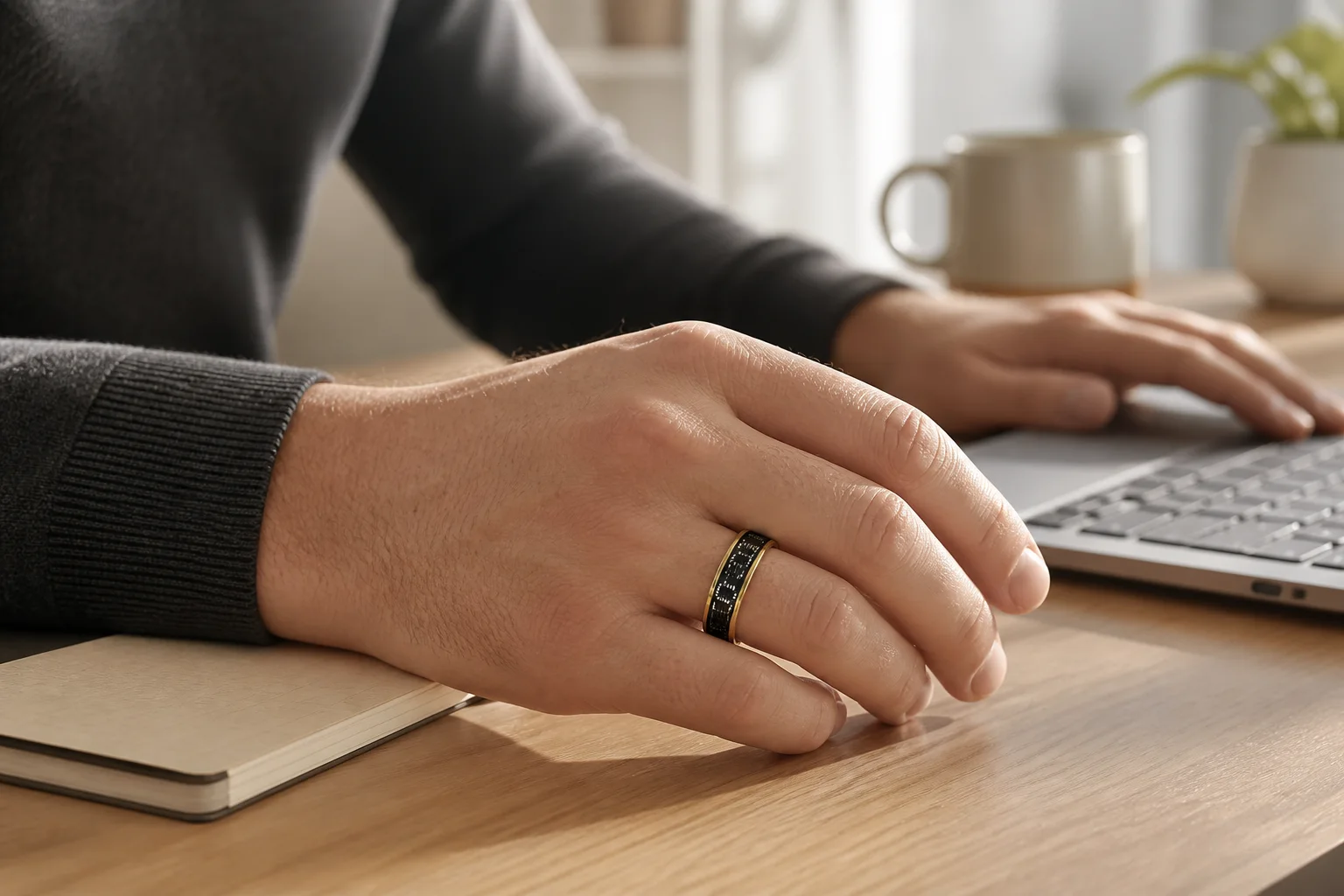 SAYDIAN R7 worn at a bright home workspace