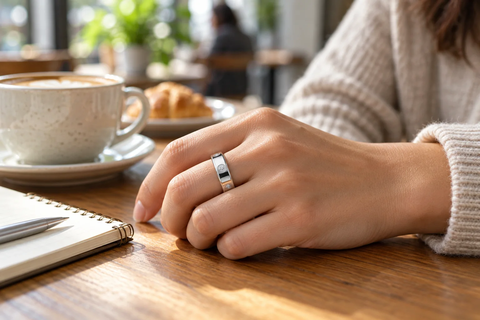 SAYDIAN R7Y wearable ring in a sunlit apartment entryway
