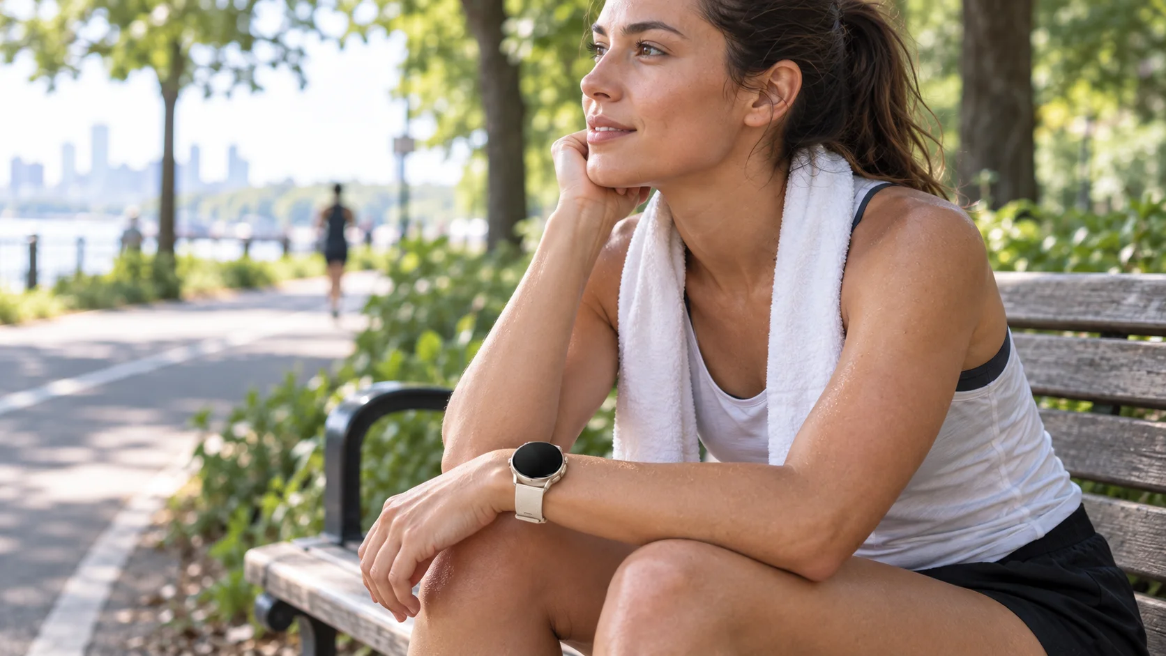 Runner preparing for a run while wearing the SAYDIAN W8 Ultra-R
