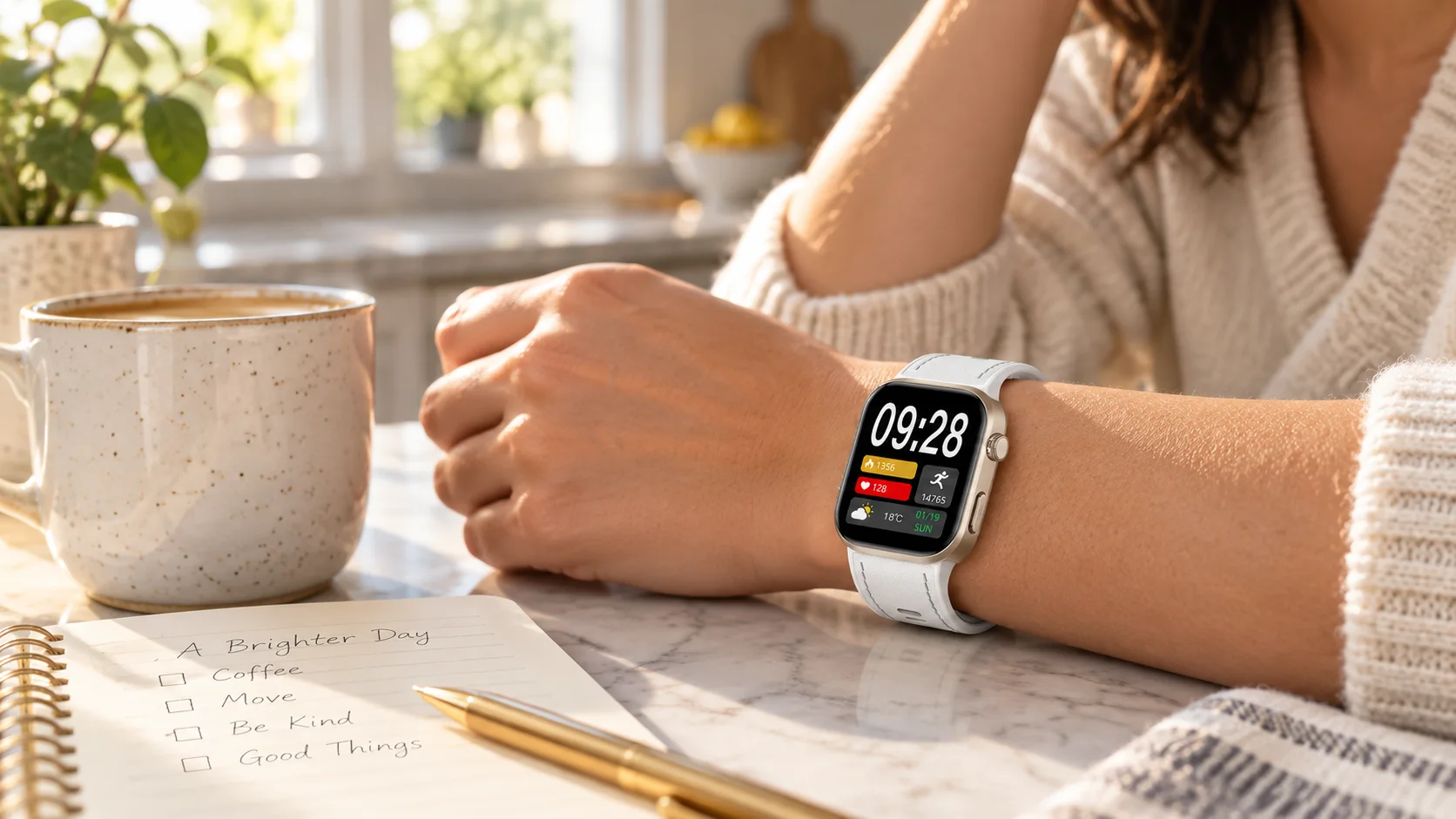 SAYDIAN W8 Ultra smartwatch in a calm morning routine