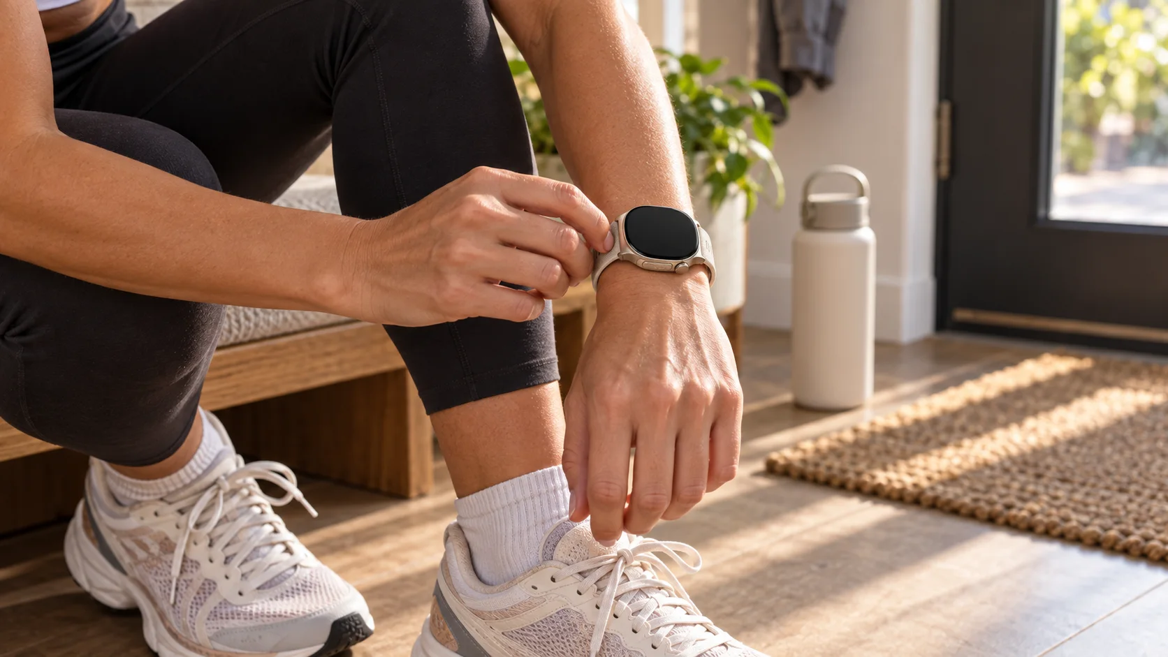 Runner resting after a trail session while wearing the SAYDIAN W8 Ultra-R